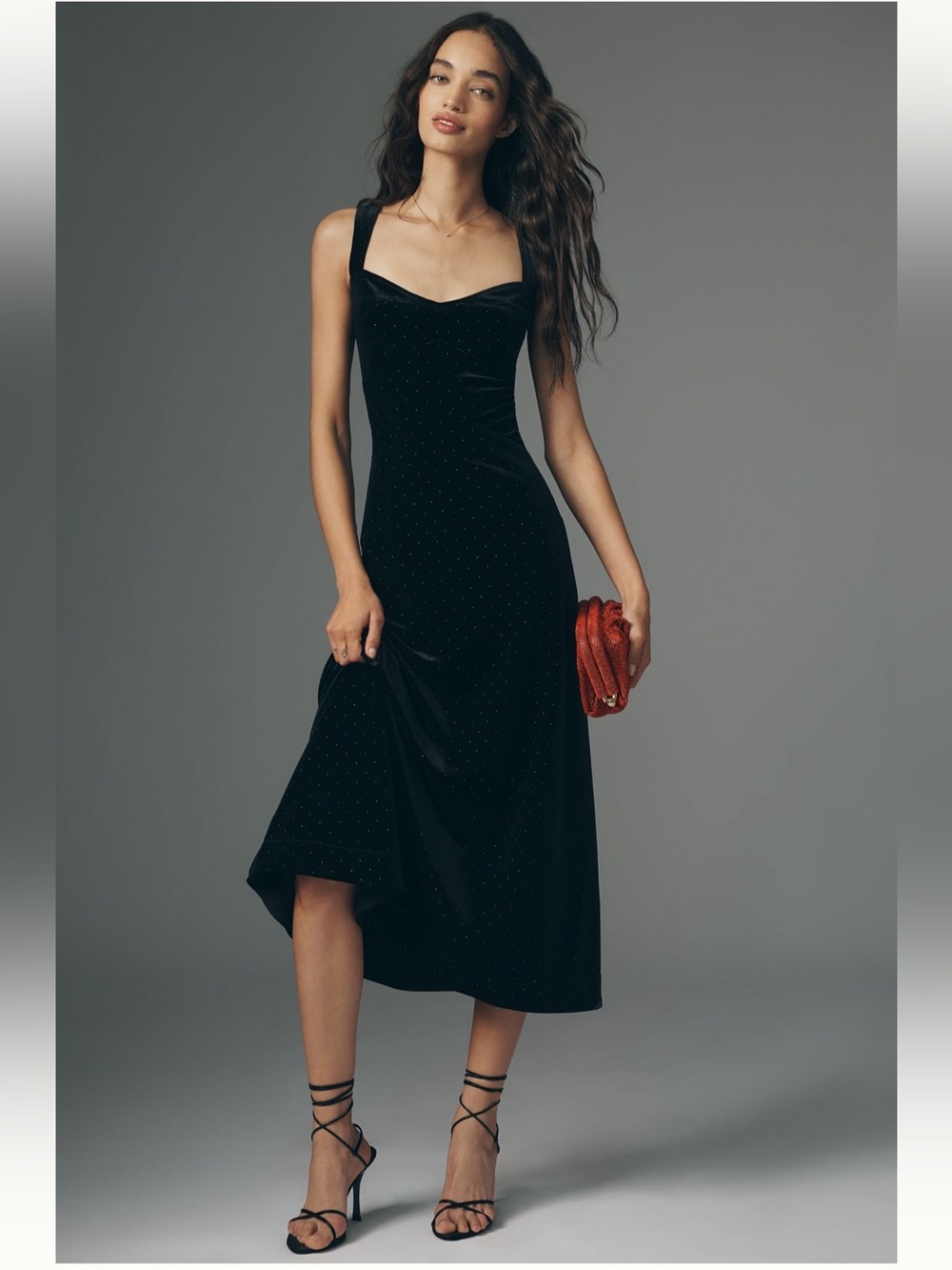 The Jocelyn Velvet Diamonte Midi Dress by Maeve - Size M - BNWT